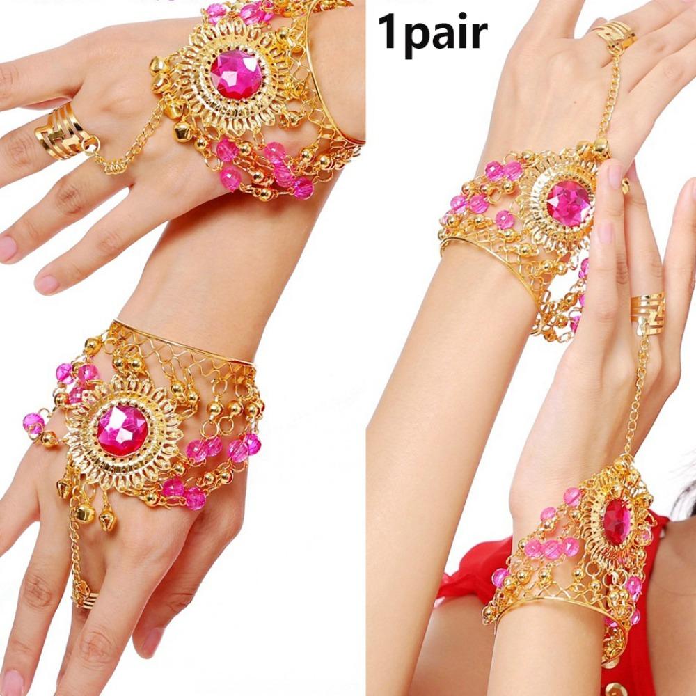 1pc/1pair Fashion Out Tribal Ring Bracelet Belly Dance Costumes Diamond Bracelet  For Girl Bead Show