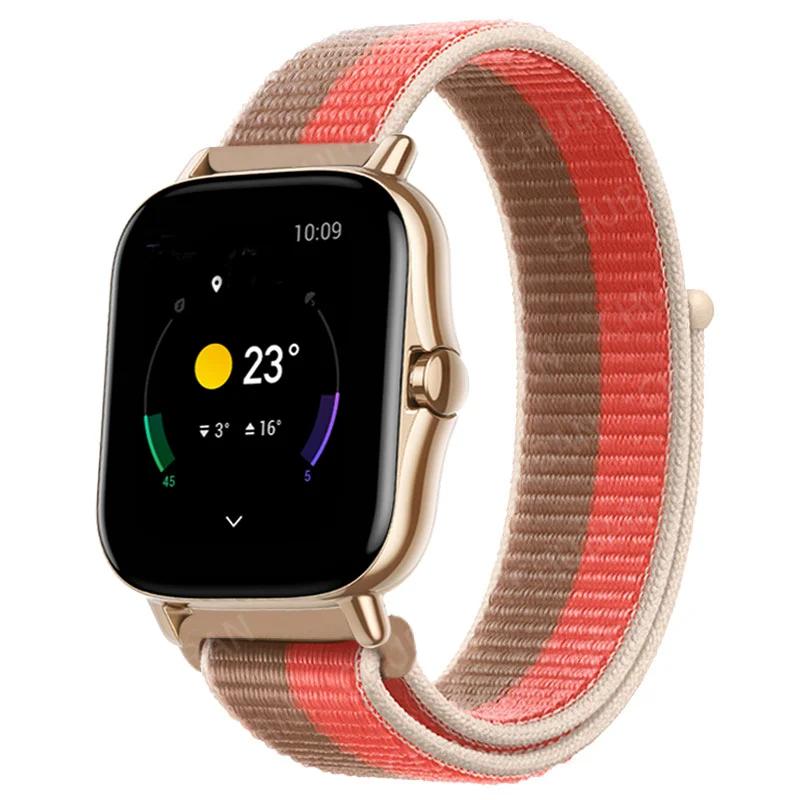 20mm/22mm Nylon Loop watch band For Amazfit GTS/4/2e/3/GTS2 Mini/GTR 4/3 pro/47mm/GTR2/2e/stratos Bracelet Amazfit bip-u strap