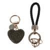 Qicarkey 2-Pack Sparkly Rhinestone Car Keychains, Universal Car Key Holders with Sparkly Rhinestone Heart-Shaped Key Ring Pendants, Sparkly Key Fob