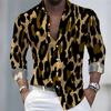 Men's Leopard Print Long-sleeved Shirt, Trendy Retro Slim-fit Turn-down Collar Casual and Stylish Men's Shirt, Sizes