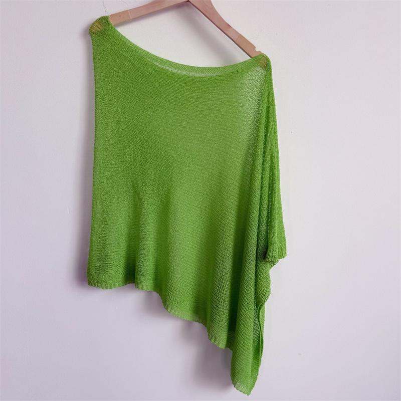 Dámské Sexy Módní Průsvitné Síťované Pončo Lehký Letní Svetřík Pulovr na Šaty Plážové Zakrytí