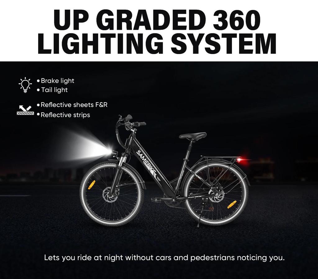 SAMEBIKE New Model RS-A01 Pro-T 36V15AH Removable Battery Electric Bike 26-Inch Tire Commuting Electric Bicycle Daily Commute.