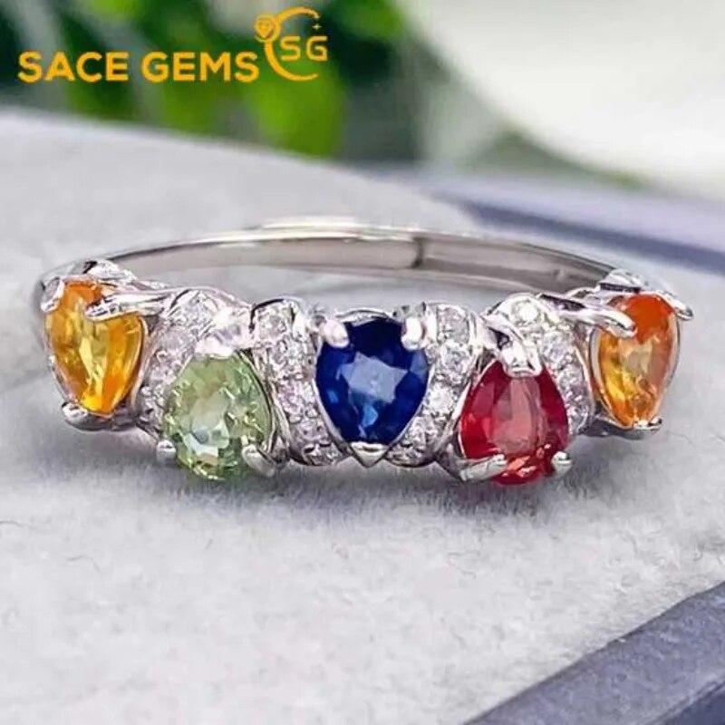Sace Gems 925 srebro 2*2.5MM naturalne kolorowe pierścionki z szafirem dla kobiet zaręczyny, koktajlowe przyjęcie Fine Jewelr