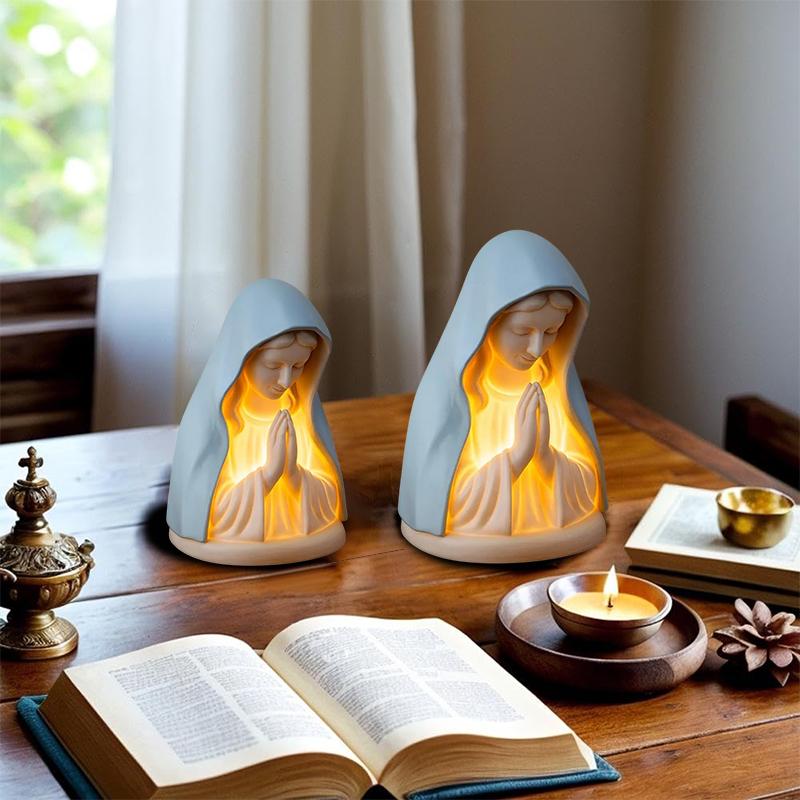 Virgin Mary Prayer Night Light, Elegant Religious Statue Lamp, Led Devotional Table Lamp, Soft Eye Protection Night Lights