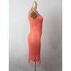 Sexy Cut Out Bandage Dress Suspender Skirt Foreign Trade Original Order Tassel V Neck Pure Color Sexy Vest Dress