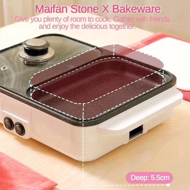 Hotpot Noodles Eggs Soup Barbecue Non-Stick BBQ Heating Pan 2-in-1 1200W Electric Cooking Pot Machine