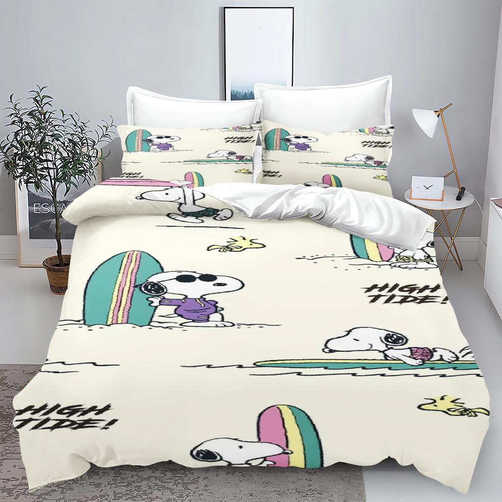 Snoopy 3-Piece 1 Quilt Cover Set 3D Children'S Home Decor Bedding Set Cotton Covers 100% Polyester