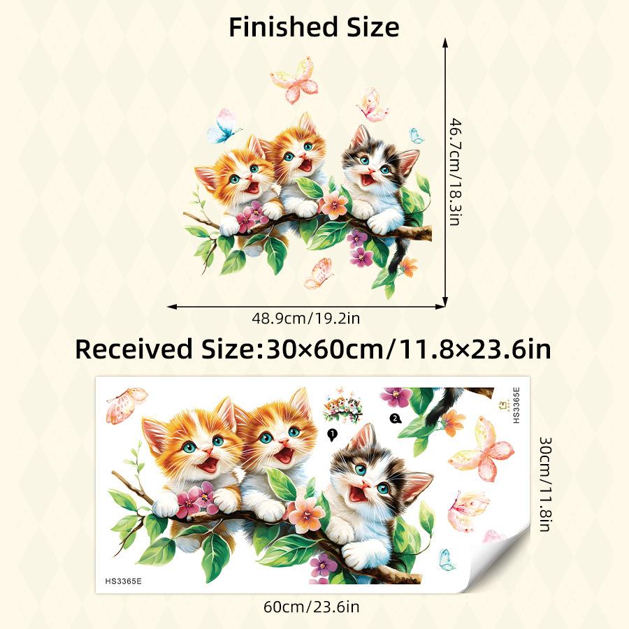 1Pc Watercolor Cartoon Cute Cat on Tree Branch Wall Stickers for Kids Room Decoration Wall Decals Bedroom Decoration Home Decor