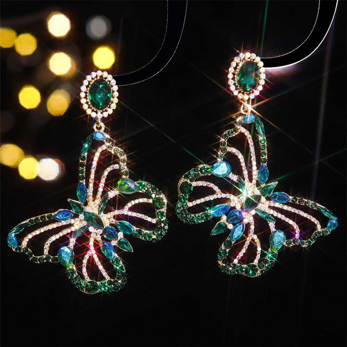 

Модные красочные серьги в форме бабочек, персонализированные преувеличенные блестящие серьги из кристаллов, женские серьги