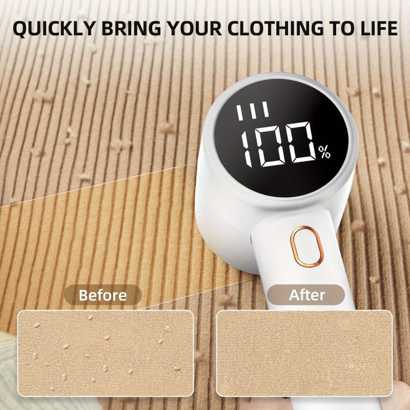 1 Stück Kompakter, tragbarer Stoffrasierer mit digitaler Anzeige - kabellos, USB wiederaufladbarer elektrischer Fusselentferner für Pullover, ideal für den Heimgebrauch