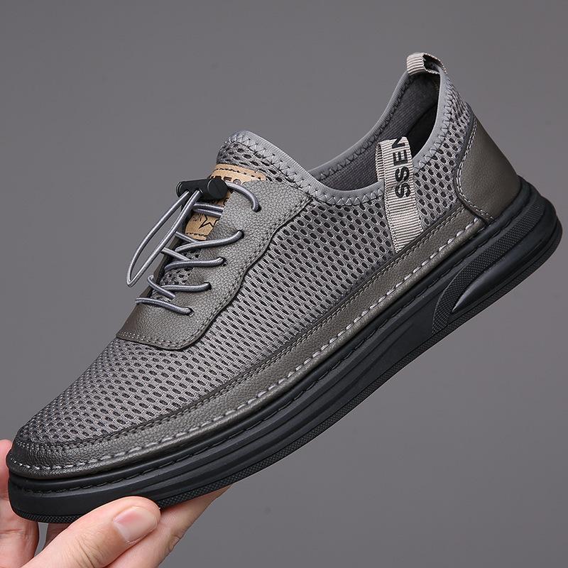 Men'S Shoes Sports And Leisure Hollow Breathable Mesh Shoes Men'S Leather One-Pedal Soft-Soled Hole Sandals