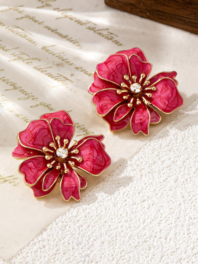 New Self-developed Enamel Flower Earrings, Simple and Exquisite Temperament, Small Stud Earrings, Xianfanqing