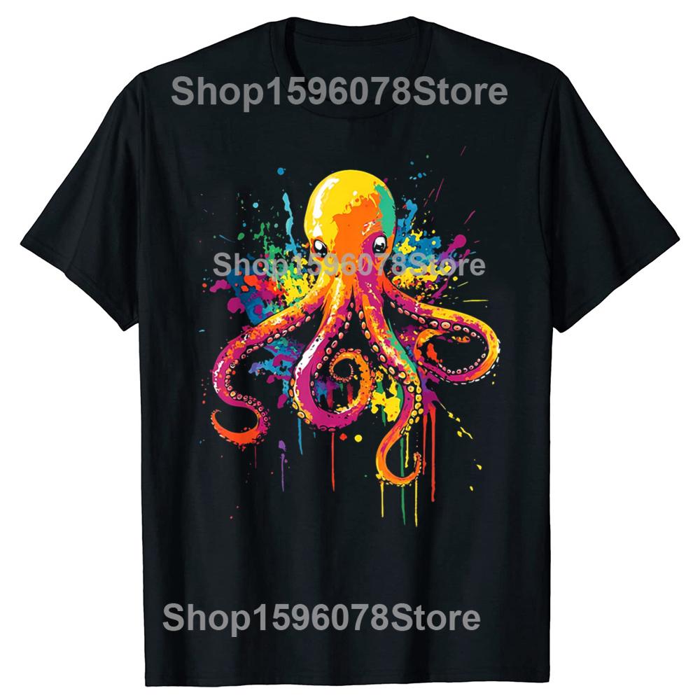 Funny Colorful Octopus Lover T Shirts Cotton Short Sleeve Birthday Gifts Mens Clothing Fashion Casual Loose Oversized T Shirt