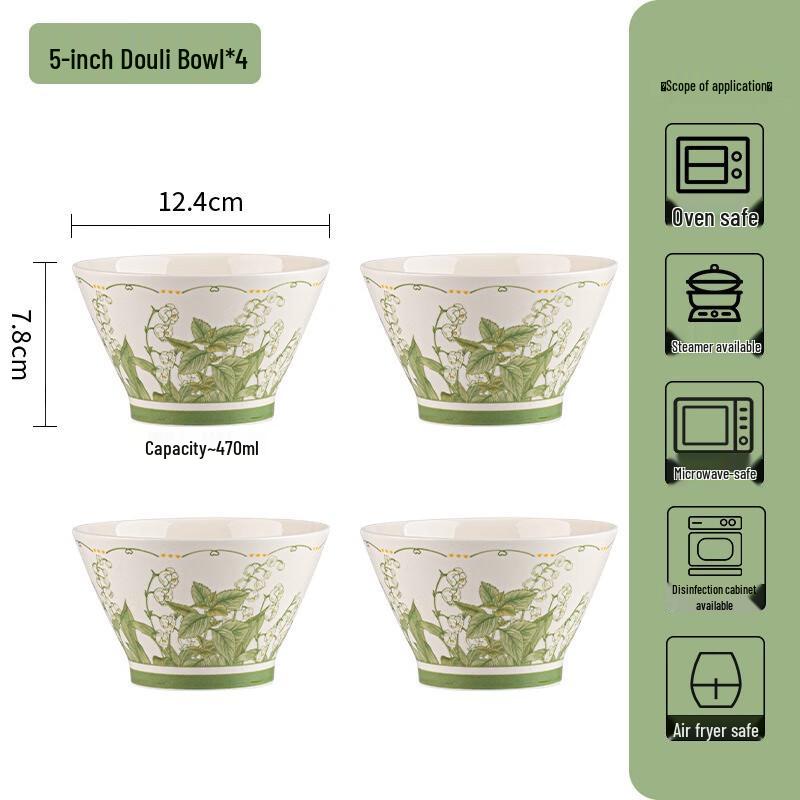 Fumaide Underglaze Ceramic 5-inch Conical Bowl Set