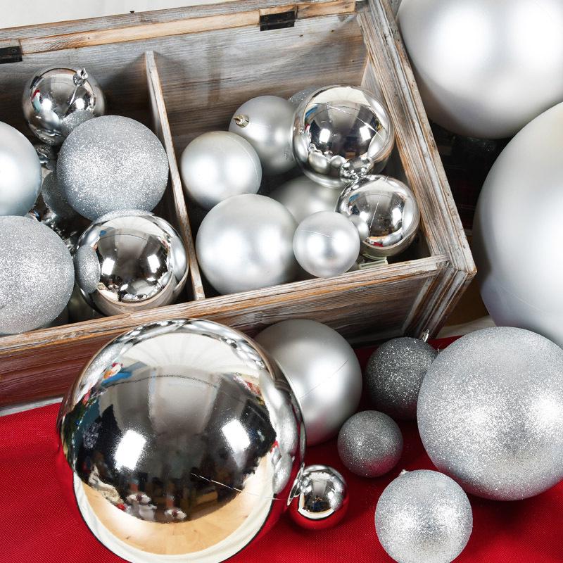 Festive Silver Glitter Hanging Ball - Shiny Round Decoration 6-30CM for Christmas