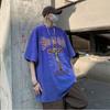 100 % bomull Acid Washed Vintage Kortärmad T-shirt Framtryck Streetwear HipHop Harajuku Oversized T-shirts
