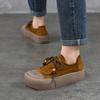 Johnature Genuine Leather Thick Sole Women's Shoes Round Toe Lace-up Versatile Casual Flat Platform Shoes
