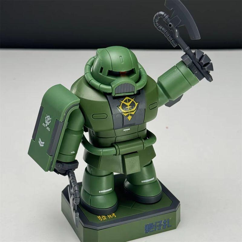 Anime Green/Red Fat Zaku Q Version Magnetic Assembly Action Figures Model Kit Collectible Mech Desktop Ornament Decor Toys Gifts