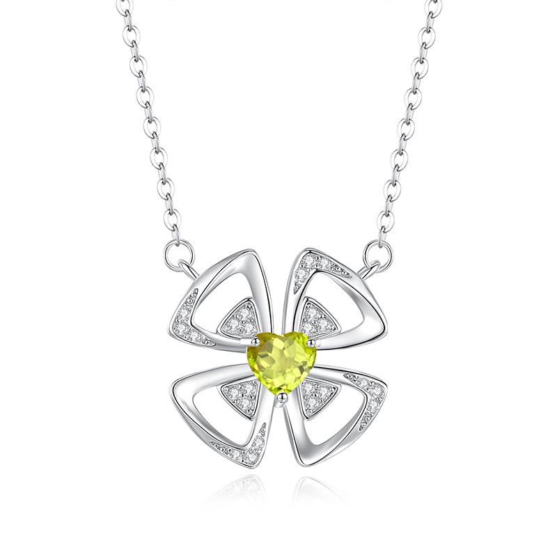 925 Sterling Silber Windmühlen Kleeblatt Halskette, Natürlicher Amethyst Kristall Anhänger, Süßer Trendiger Schmuck Geschenk für Damen Mädchen