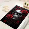 1Pc Skull Roses Artwork Rug, Office Carpet Indoor Outdoor Doormat, Non-Slip, Comfortable, Living, Christmas Halloween,  Xmas Gift G1315