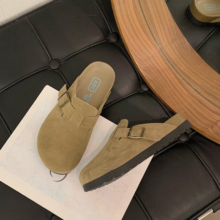 Platform-soled Boken Shoes Women's 2024 Spring and Summer New Fishing Boken Shoes Lazy People Wear a Pedal Bag Head and Half Slippers