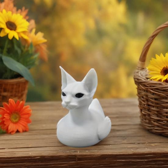 Yousheng 3D Printed Sphinx Cat Duck Figurine, Cute Matte White Desk Decor, Funny Animal Shelf Ornament, Unique Gift for