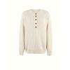 [Cozy Sweater] Soft & Comfortable Women's Cozy Pink Sweater | Casual Crew Neck, Long Sleeve Pullover for Fall/Winter, Button Details