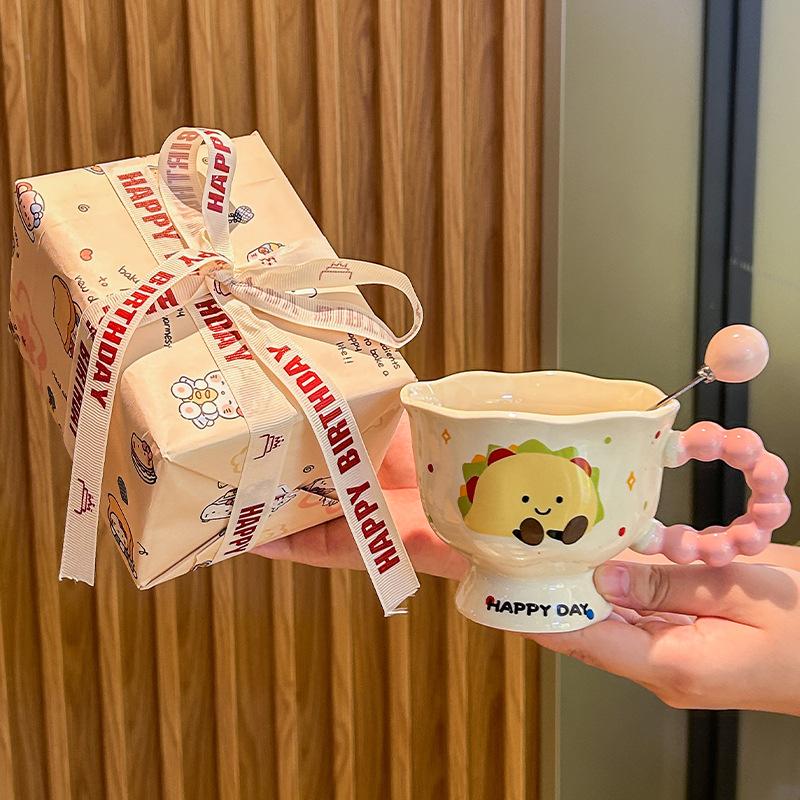 Super roztomilý chlebový hrnek dívčí domácí pitný hrnek kancelářský keramický hrnek snídaňový hrnek dárek k narozeninám