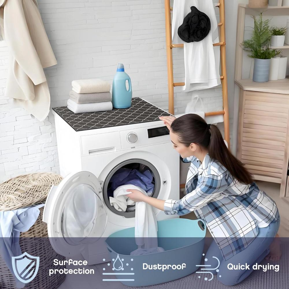 2pcs Dryer Top Protector Mat Washer and Dryer Topper Non Slip Waterproof Machine Cover Dust Proof Quick Drying Topper Pad for Laundry and Kitchen