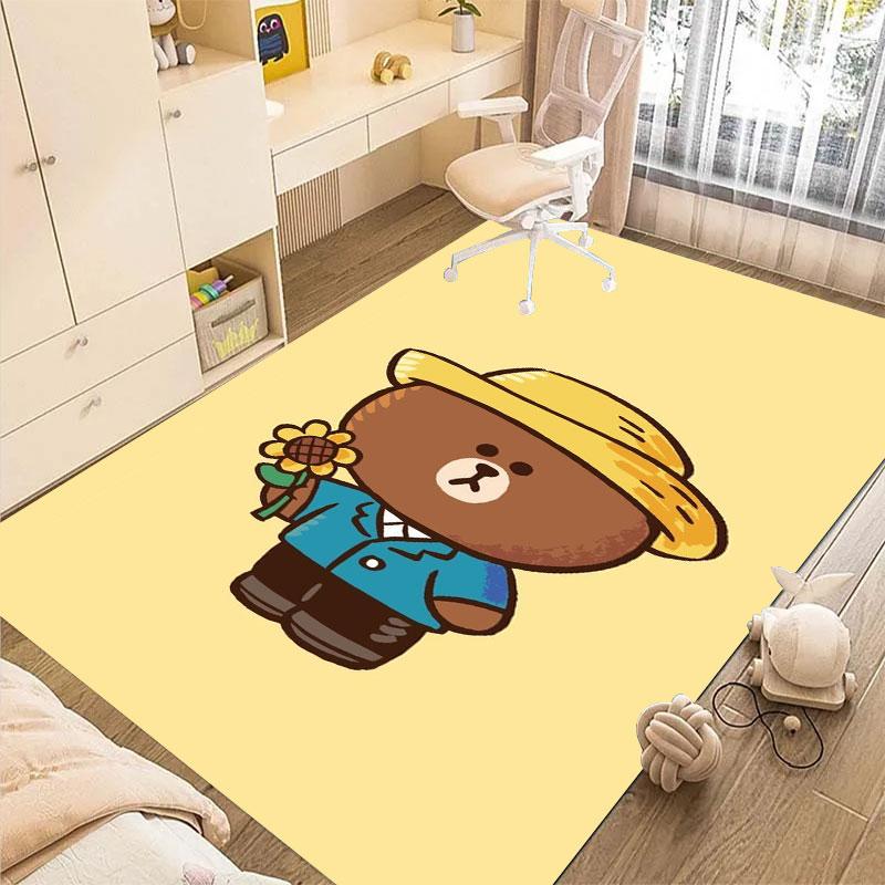 Non-slip decorative rug, cute cartoon welcome mat, Line Friends series pattern, a gift for friends and family.