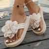 Women's Floral Strap Flat Sandals - Summer Jelly Wedge Slippers, Comfortable Casual Beach Shoes for Ladies