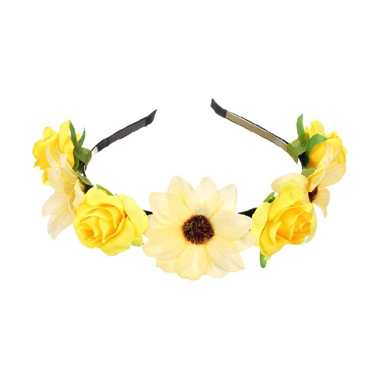 Stylish Fabric Flower Hairhoop with Leaves Birthday Party Gathering Headband Garland Hairband for Various Event
