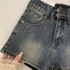 Women's High Waist Skinny Denim Shorts Slim Fit A Line Hot Pants Summer Vintage Washed Stretch Mini Jean Shorts For Petite Women