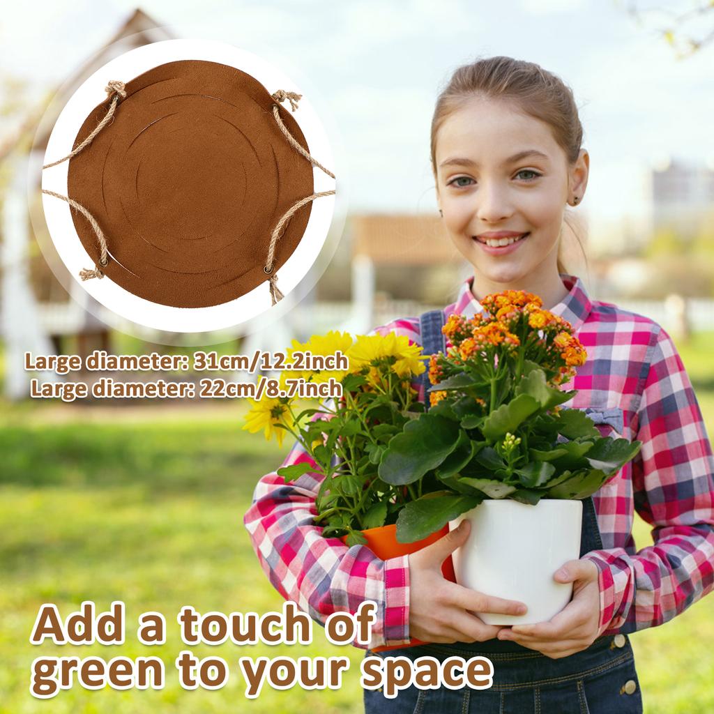 2Pcs Hanging Plant Basket PU Leather Indoor Outdoor Hanging Basket Flower Pot Holder 31CM and 22CM Decorative Flower Pot Stand