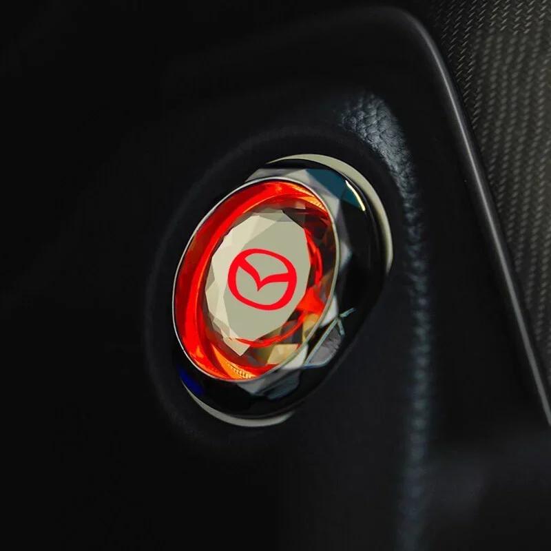 2025 Hot 1Pcs car Engine One Button Start Switch Stop Button Cover for Mazda 3 CX3 CX9 CX5 CX8 Mazda6 MX-5 CX30