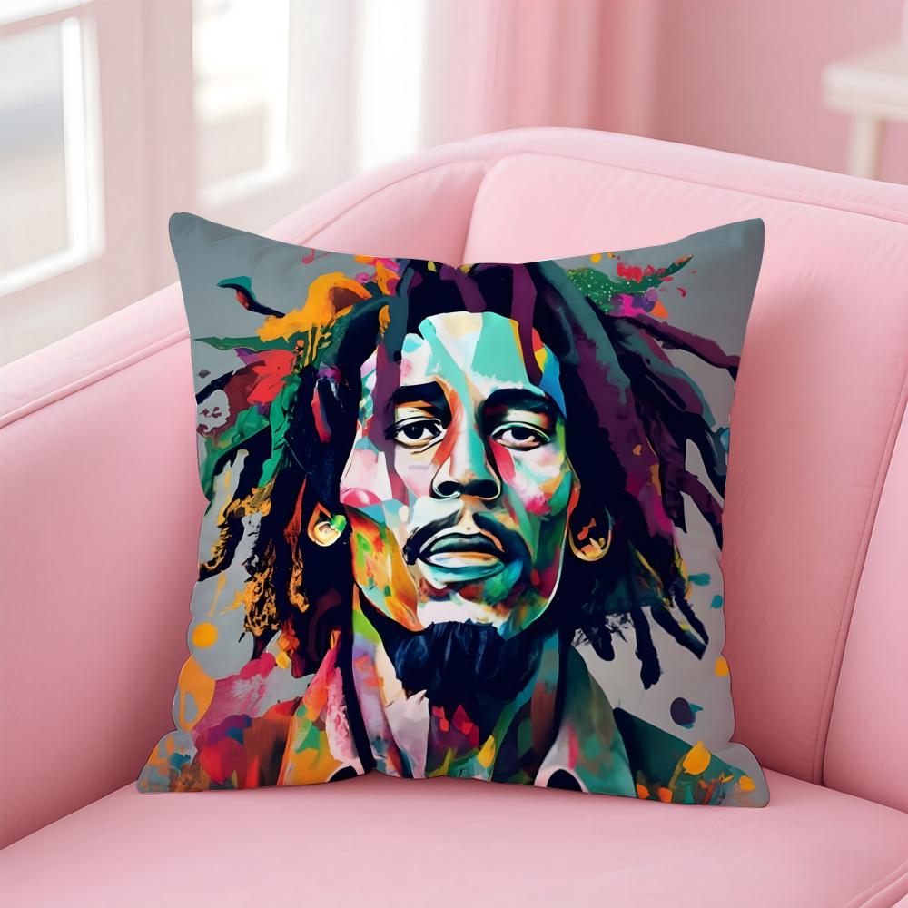 Reggae Music Bob MarleySinger Cushion Cover Pillow Case Soft Skin Friendly Fabric Concealed Zipper