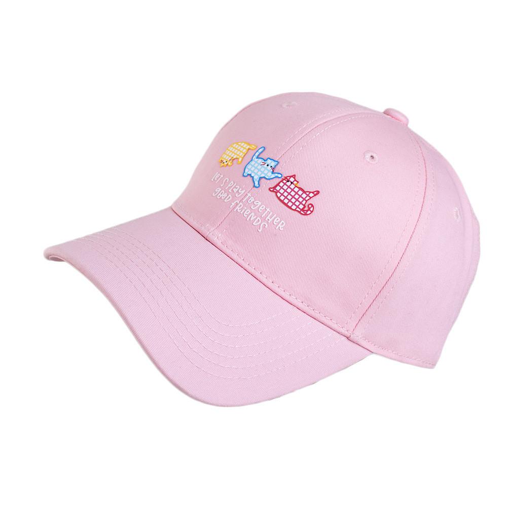 Cute Cartoon Cat Cotton Baseball Cap With Adjustable Fit For Casual Wear