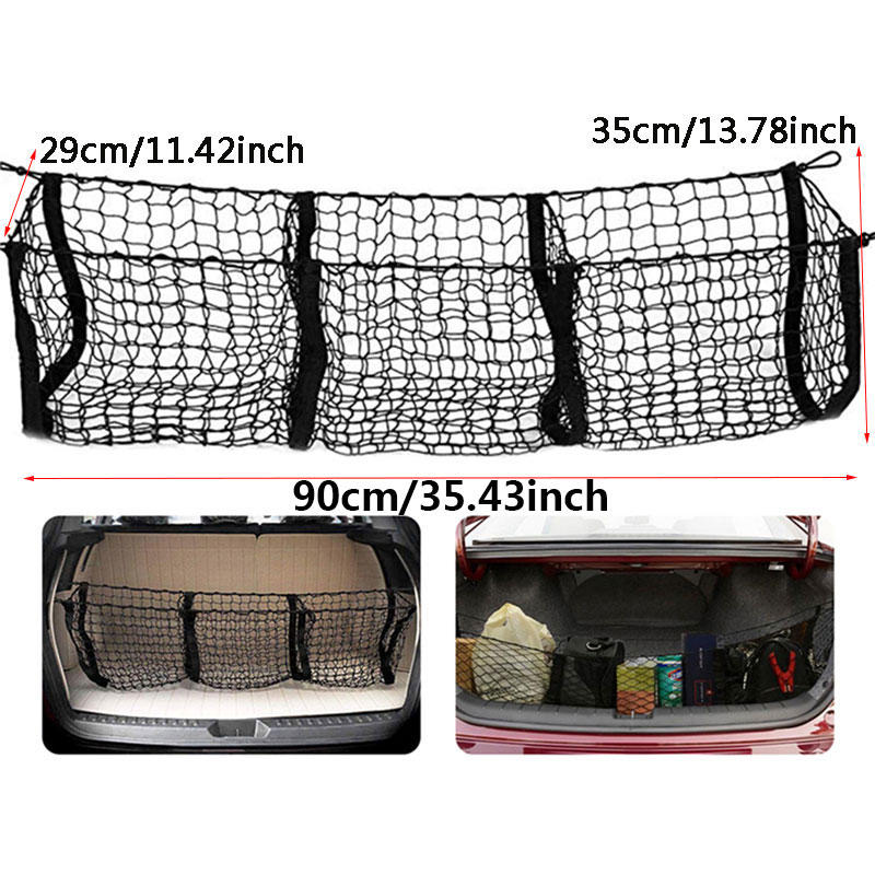 Car Trunk Net Bag Three Grid Luggage Net Three-Dimensional Three-Dimensional Net Pocket