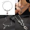 Skull Women Fashion Pendant Necklace With Alloy Material And Water Chain Wave