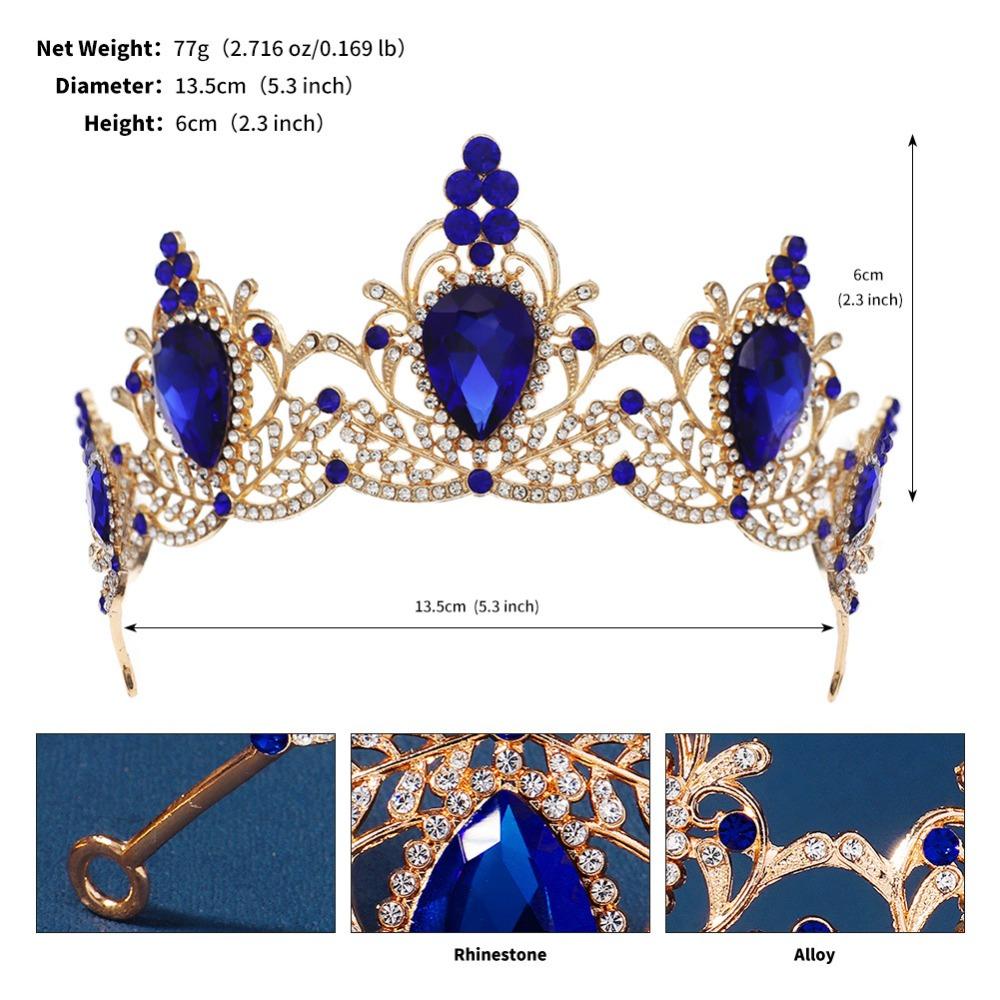 Metal Princess Tiara Shiny Rhinestone Crown Elegant Baroque Crown  Wedding