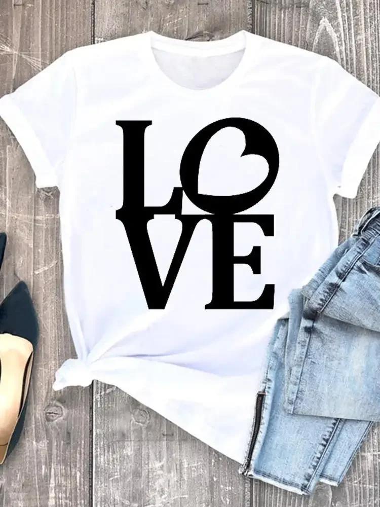 Women Tshirts Casual Sleeve Regular FeUnisex Graphic Tops Clothes Summer Clothing Leopard Heart Sweet Fashion Aesthetic Clothes