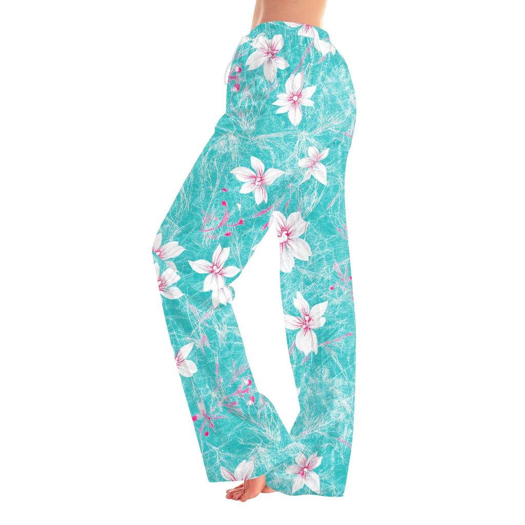 Womens Pajama Pants Sleepwear Casual Drawstring Elastic Waist Pants Comfy Straight Yoga Loose Trousers