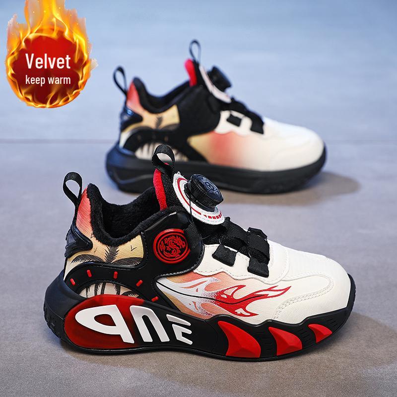 Jungen 2025 Herbst/Winter Samtgefütterte Warme Basketballschuhe für Kinder und Jugendliche