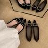 Retro Evening Wind Square Buckle Rhinestone Single Shoes Shallow Mouth Shoes French Shoes Autumn 2025 New One-pedal Temperament Women's Shoes