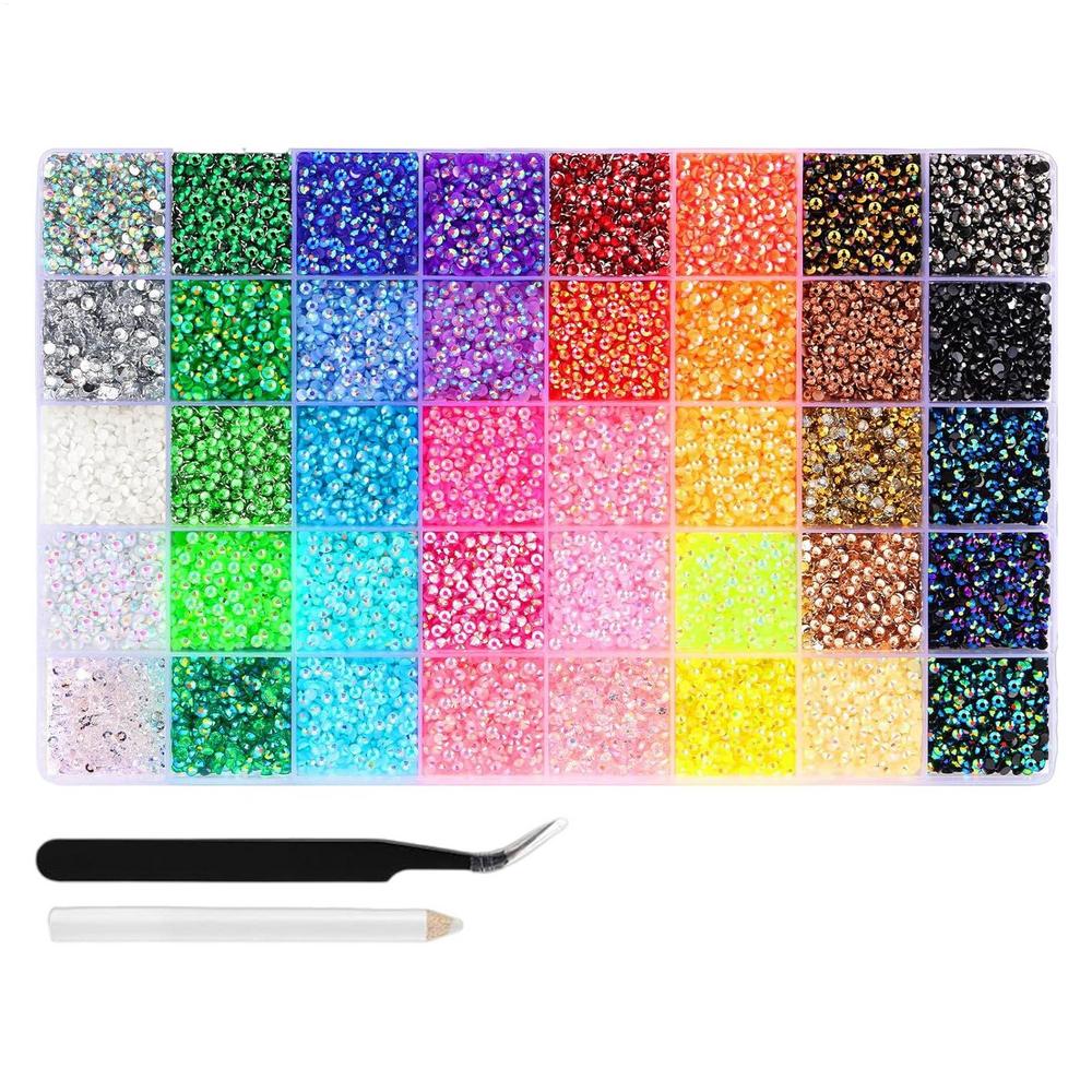 

32000 Pcs 3mm Jelly Flatback Rhinestones, 40 Colors Mix Bedazzling Gems Kit for DIY Crafts, Jewelry Making, Clothing Shoes Decor