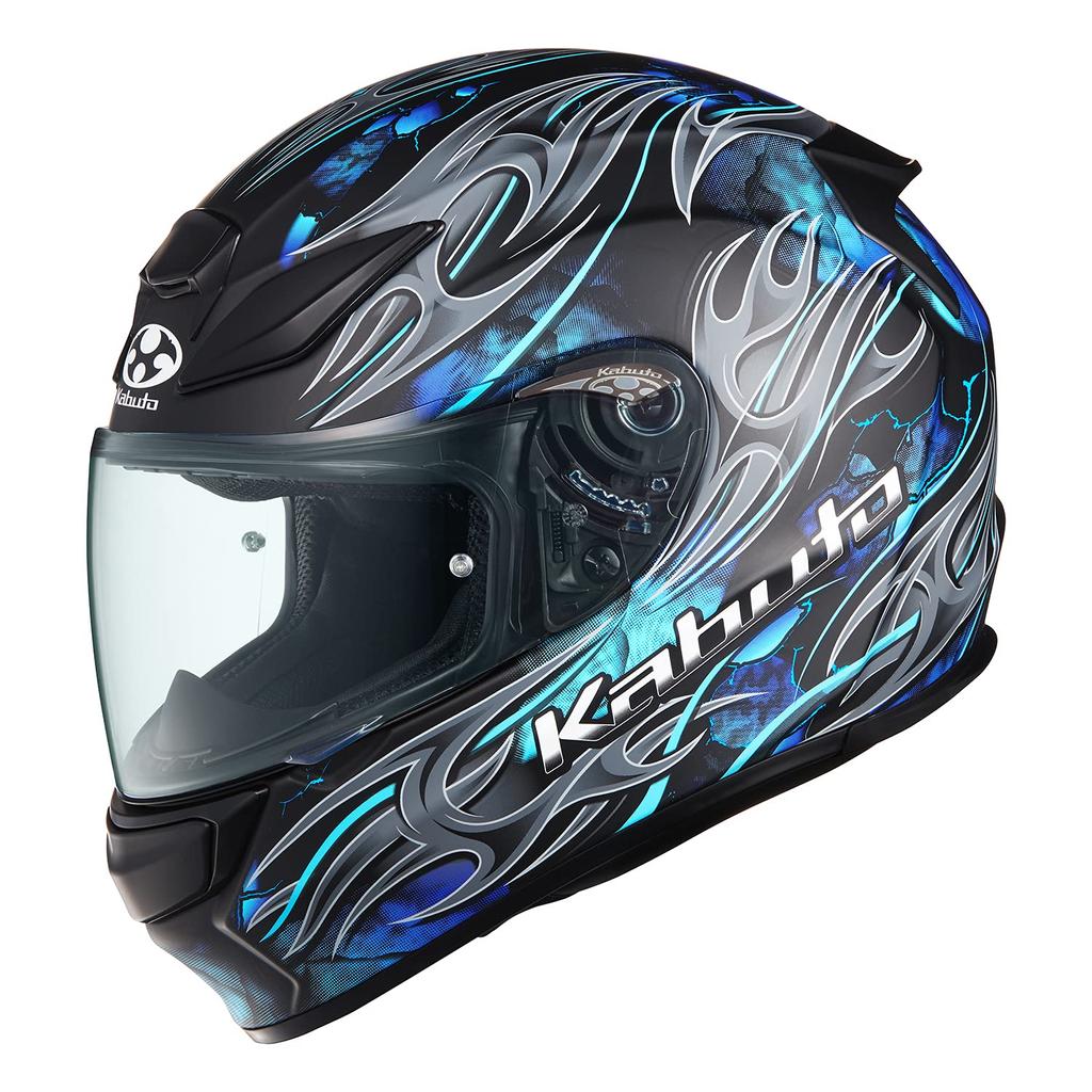 OGK Kabuto SHUMA FLAME Motorcycle Flat Size 2086224 Helmet, Black/Blue, M,