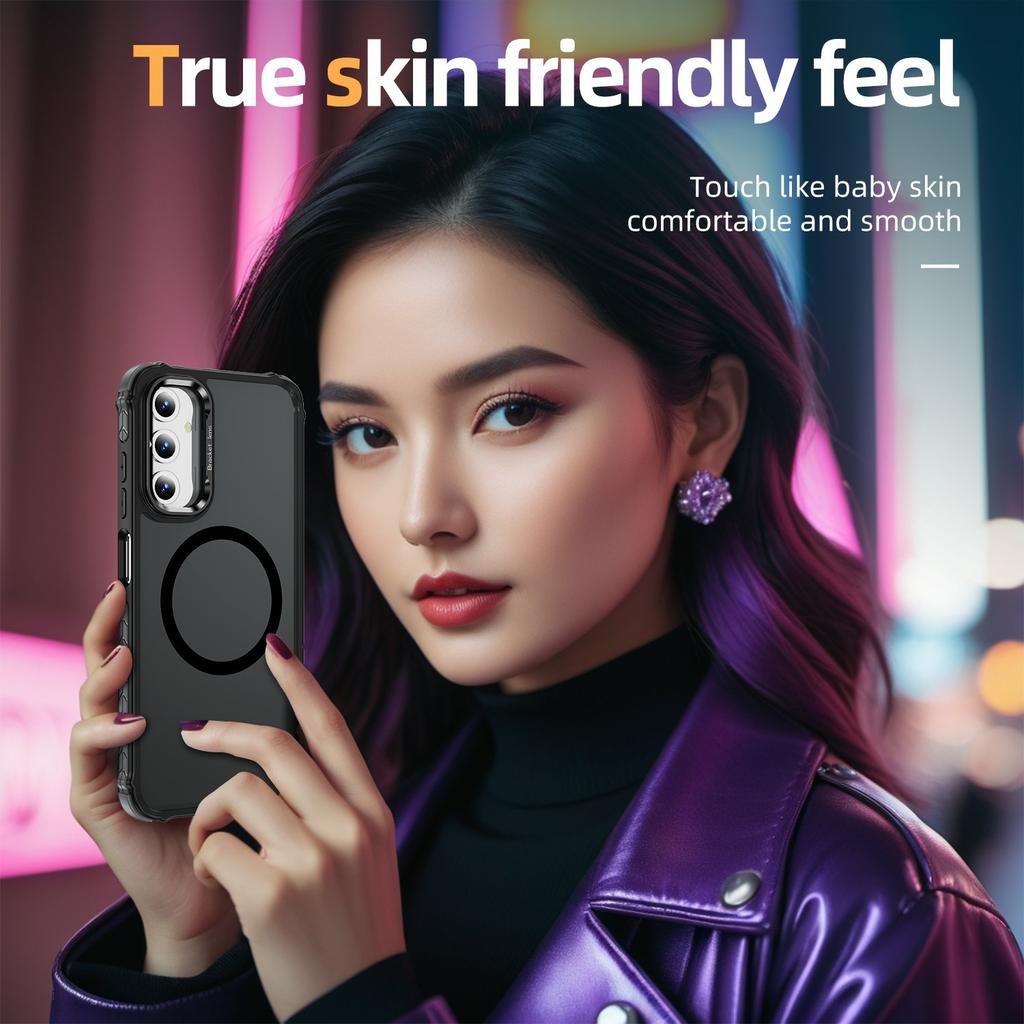 For Samsung Galaxy A25 5G (Global) (161mm) Case with Lens Kickstand Matte Back Cover Magnetic Case