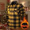 Men's Plus Size Fleece-Lined Flannel Plaid Shirt, Warm Long Sleeve Casual Top