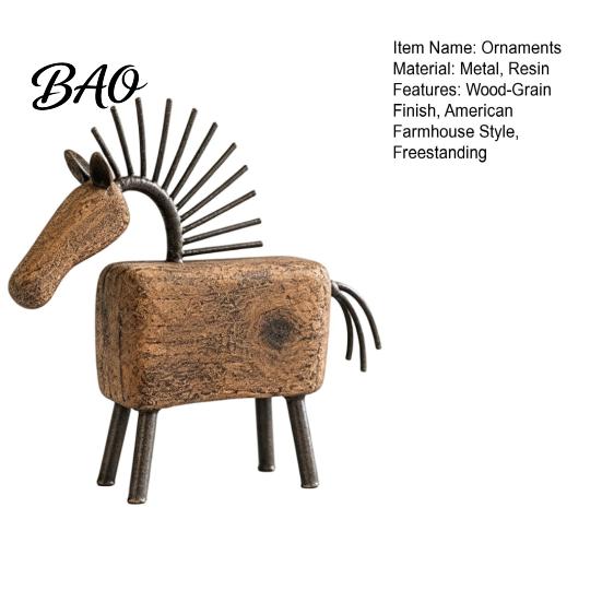 Unique Horse Silhouette Statue Vintage Figurine, Rustic Farmhouse Sculpture, Folk Art Table Ornaments Tabletop Ornament for Home Shelf Mantel Entryway
