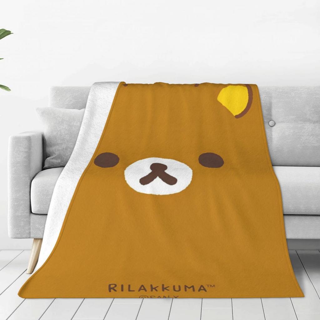Rilakkuma Cartoon Soft Warm Blanket Decorative Plush Throw Blanket Novelty Living Room Flannel Bedspread Sofa Bed Cover
